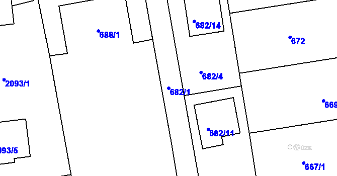 Parcela st. 682/1 v KÚ Třemošná, Katastrální mapa