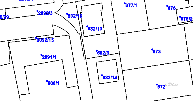 Parcela st. 682/3 v KÚ Třemošná, Katastrální mapa