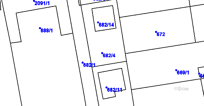 Parcela st. 682/4 v KÚ Třemošná, Katastrální mapa