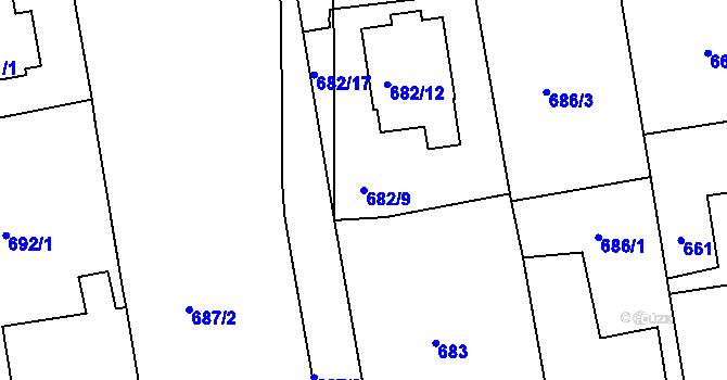 Parcela st. 682/9 v KÚ Třemošná, Katastrální mapa