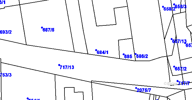 Parcela st. 684/1 v KÚ Třemošná, Katastrální mapa