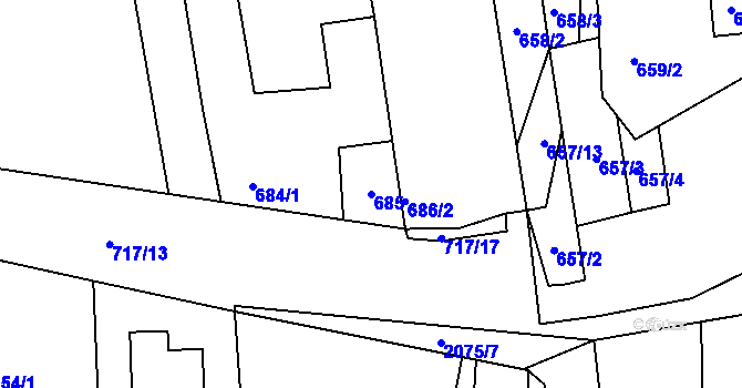 Parcela st. 685 v KÚ Třemošná, Katastrální mapa