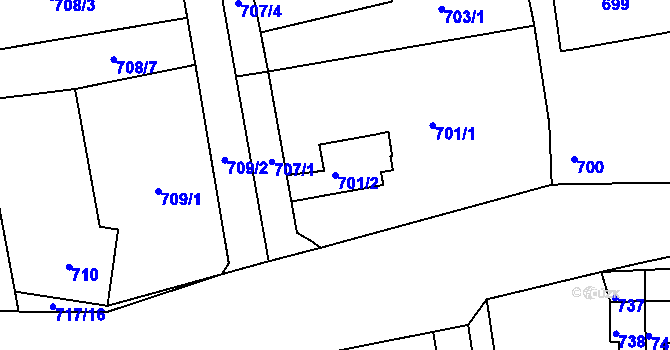 Parcela st. 701/2 v KÚ Třemošná, Katastrální mapa