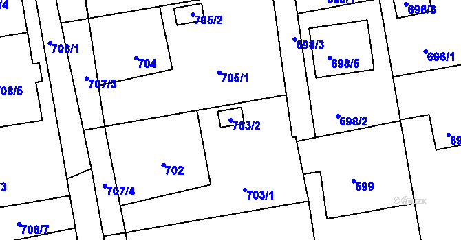 Parcela st. 703/2 v KÚ Třemošná, Katastrální mapa