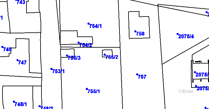 Parcela st. 755/2 v KÚ Třemošná, Katastrální mapa