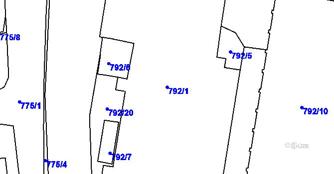 Parcela st. 792/1 v KÚ Třemošná, Katastrální mapa