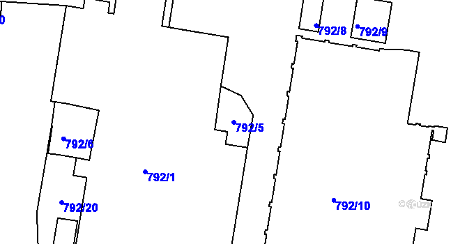 Parcela st. 792/5 v KÚ Třemošná, Katastrální mapa