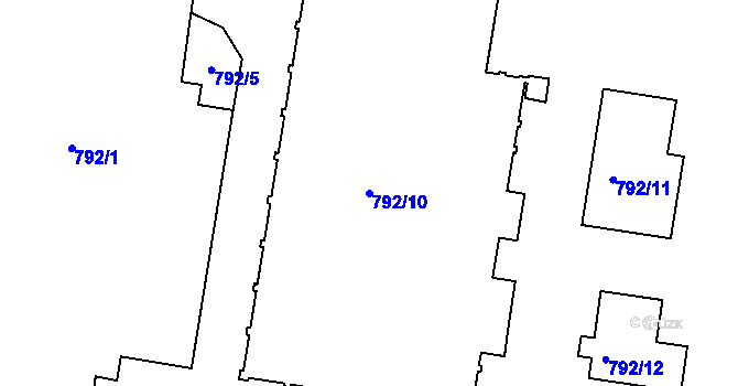 Parcela st. 792/10 v KÚ Třemošná, Katastrální mapa