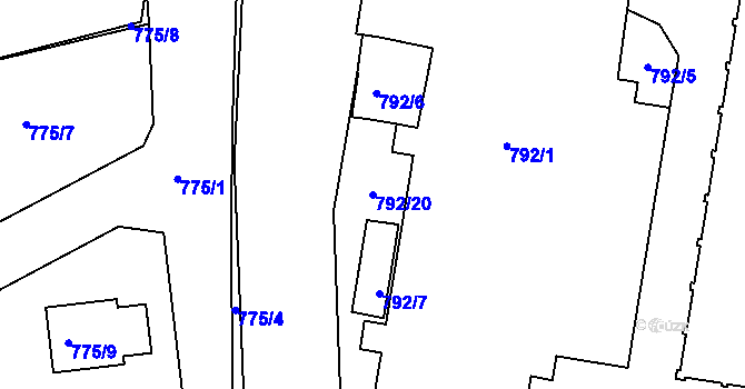 Parcela st. 792/20 v KÚ Třemošná, Katastrální mapa