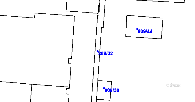 Parcela st. 809/32 v KÚ Třemošná, Katastrální mapa
