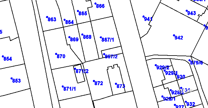 Parcela st. 867/2 v KÚ Třemošná, Katastrální mapa