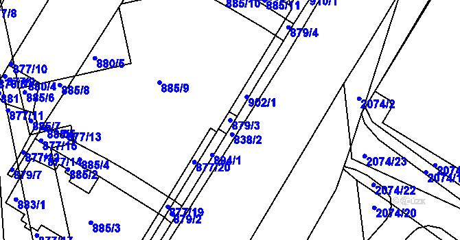 Parcela st. 879/3 v KÚ Třemošná, Katastrální mapa