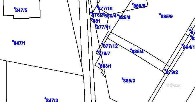 Parcela st. 879/7 v KÚ Třemošná, Katastrální mapa