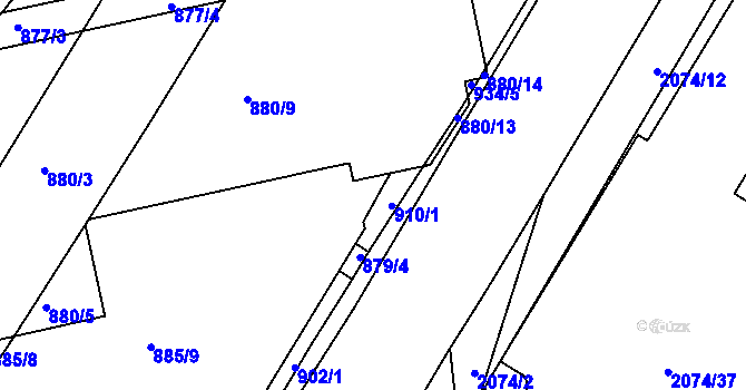 Parcela st. 910/2 v KÚ Třemošná, Katastrální mapa