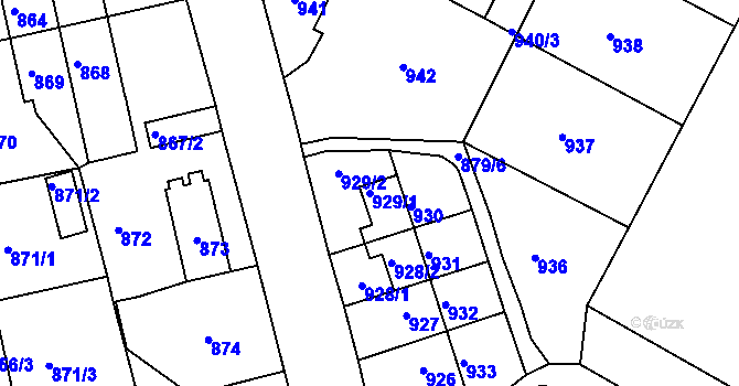 Parcela st. 929/1 v KÚ Třemošná, Katastrální mapa