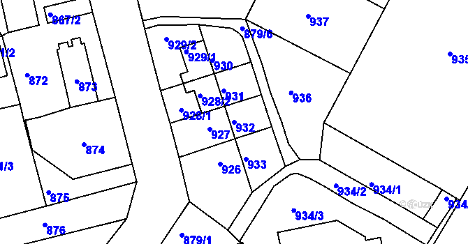 Parcela st. 932 v KÚ Třemošná, Katastrální mapa