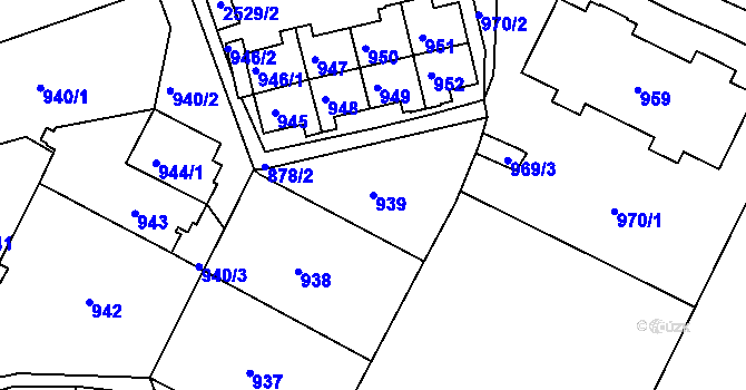 Parcela st. 939 v KÚ Třemošná, Katastrální mapa