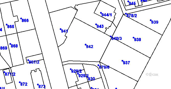 Parcela st. 942 v KÚ Třemošná, Katastrální mapa
