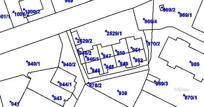 Parcela st. 947 v KÚ Třemošná, Katastrální mapa