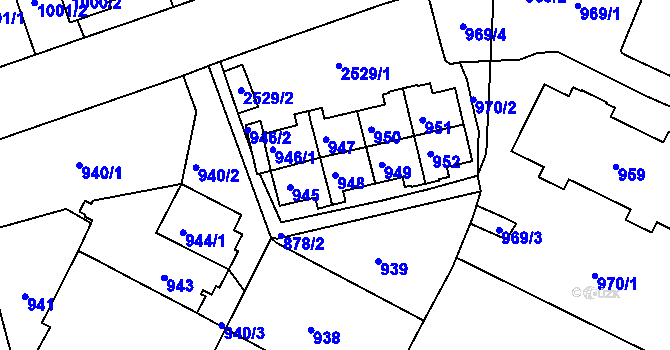 Parcela st. 948 v KÚ Třemošná, Katastrální mapa