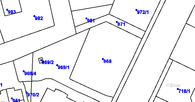 Parcela st. 966 v KÚ Třemošná, Katastrální mapa