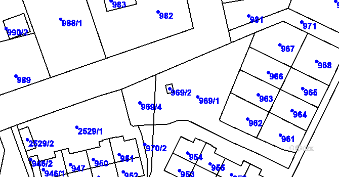 Parcela st. 969/2 v KÚ Třemošná, Katastrální mapa