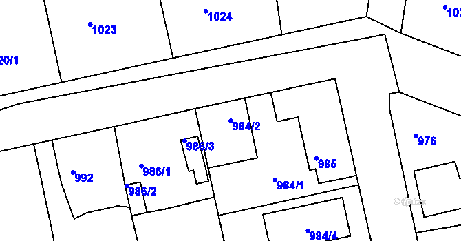 Parcela st. 984/2 v KÚ Třemošná, Katastrální mapa