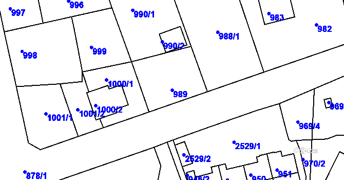 Parcela st. 989 v KÚ Třemošná, Katastrální mapa