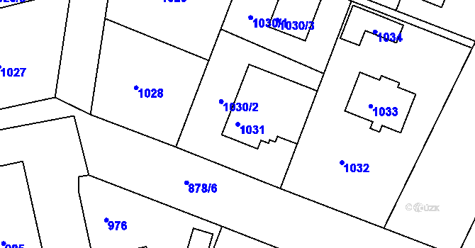Parcela st. 1031 v KÚ Třemošná, Katastrální mapa