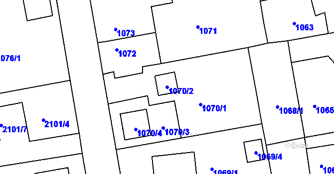 Parcela st. 1070/2 v KÚ Třemošná, Katastrální mapa