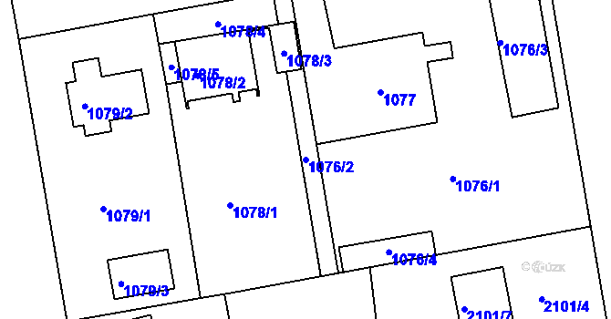 Parcela st. 1076/2 v KÚ Třemošná, Katastrální mapa