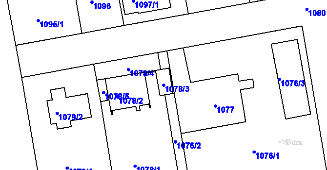 Parcela st. 1078/3 v KÚ Třemošná, Katastrální mapa