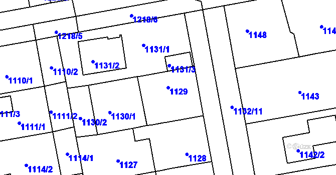 Parcela st. 1129 v KÚ Třemošná, Katastrální mapa