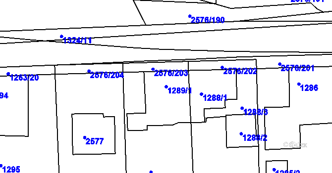 Parcela st. 1289/1 v KÚ Třemošná, Katastrální mapa