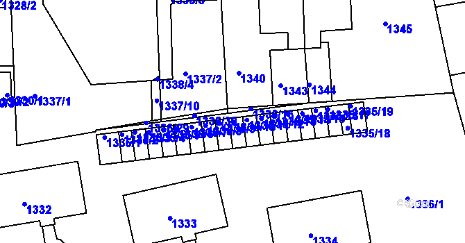 Parcela st. 1335/10 v KÚ Třemošná, Katastrální mapa