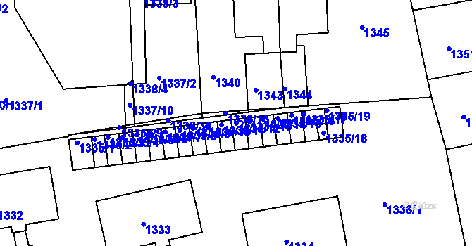 Parcela st. 1335/12 v KÚ Třemošná, Katastrální mapa