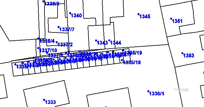 Parcela st. 1335/15 v KÚ Třemošná, Katastrální mapa