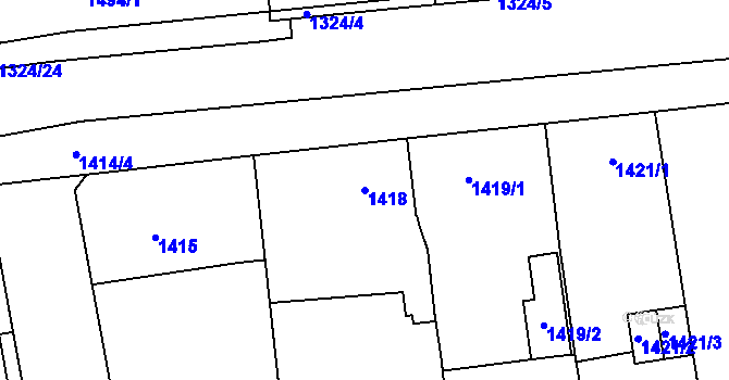 Parcela st. 1418 v KÚ Třemošná, Katastrální mapa