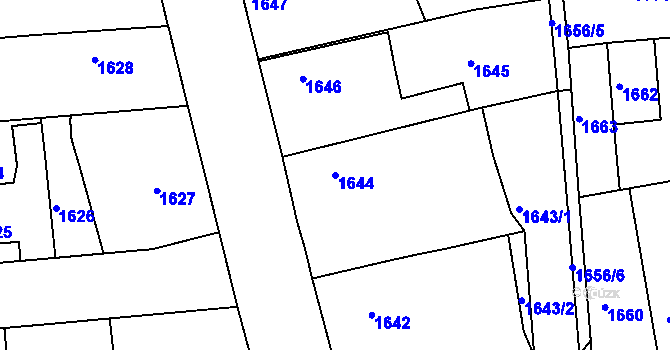 Parcela st. 1644 v KÚ Třemošná, Katastrální mapa
