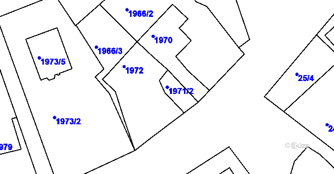 Parcela st. 1971/2 v KÚ Třemošná, Katastrální mapa