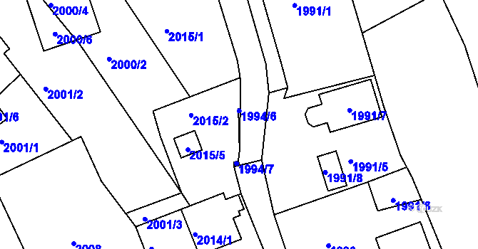 Parcela st. 1994/6 v KÚ Třemošná, Katastrální mapa