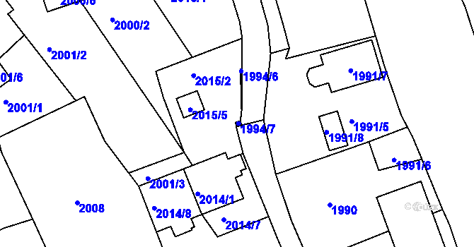 Parcela st. 1994/7 v KÚ Třemošná, Katastrální mapa