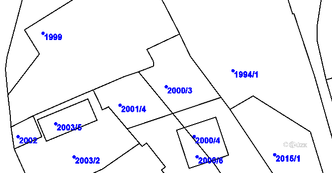 Parcela st. 2000/3 v KÚ Třemošná, Katastrální mapa