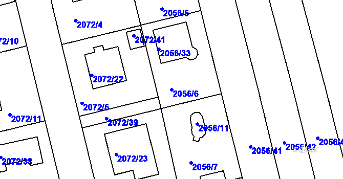 Parcela st. 2056/6 v KÚ Třemošná, Katastrální mapa