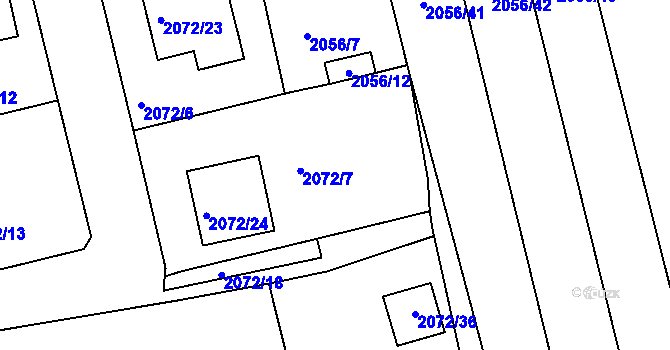 Parcela st. 2072/16 v KÚ Třemošná, Katastrální mapa