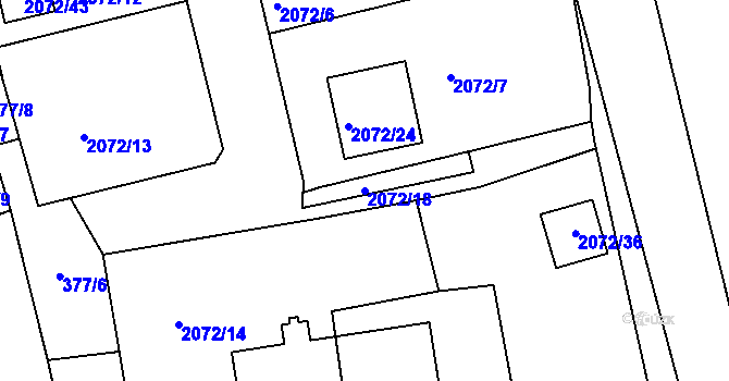 Parcela st. 2072/18 v KÚ Třemošná, Katastrální mapa