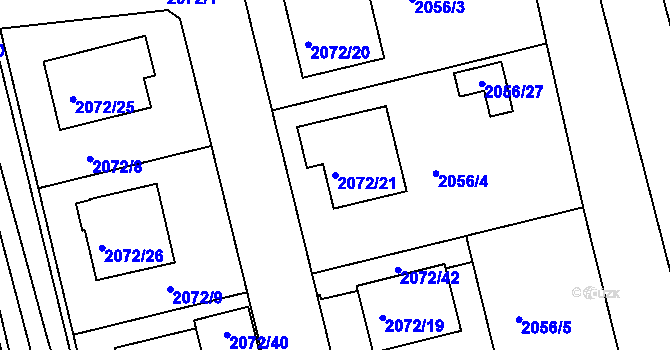 Parcela st. 2072/21 v KÚ Třemošná, Katastrální mapa