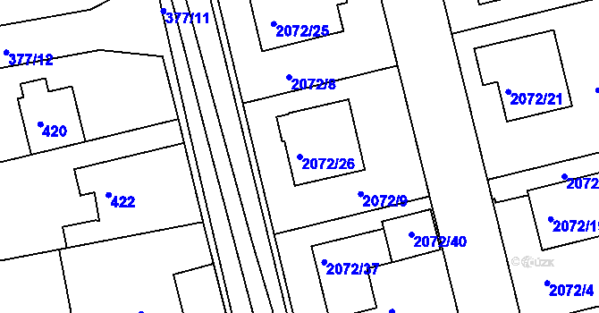 Parcela st. 2072/26 v KÚ Třemošná, Katastrální mapa