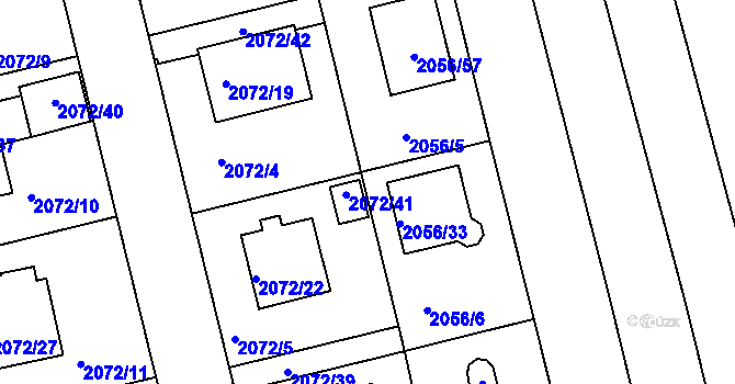Parcela st. 2072/32 v KÚ Třemošná, Katastrální mapa