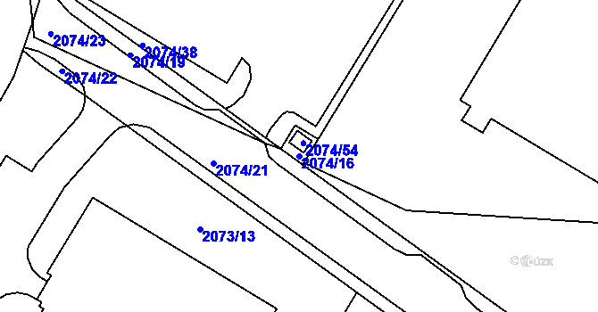 Parcela st. 2074/16 v KÚ Třemošná, Katastrální mapa
